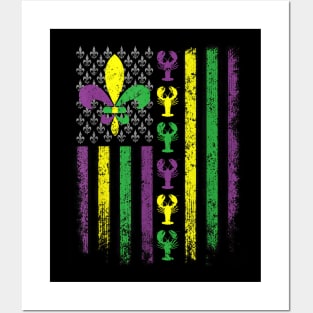 Mardi Gras Flag Carnival Happy New Orleans Mardi Gras 2024 Posters and Art